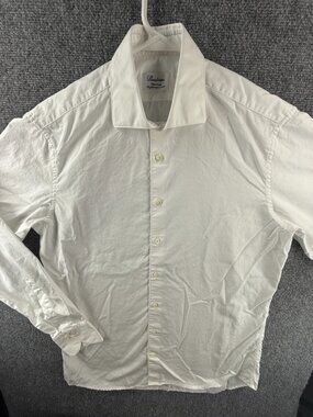 Stenstroms Button Up Shirt Men Twofold Super Cotton Fitted Body White 15.75